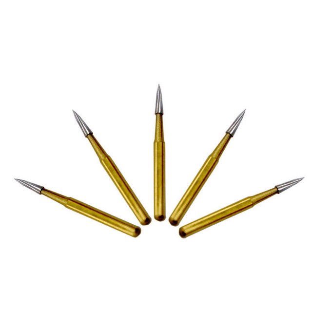 10 Pcs Dental Bullet Needle Golden Carbide Burs FG7901 Trimming and