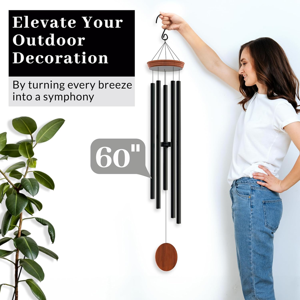 60" Extra Large Wind Chimes for outside Deep Tone Soothing Deep Tone