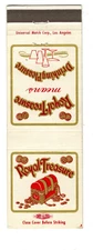 ROYAL TREASURE WHISKEY matchbook matchcover - VINTAGE BEVERAGE ADVERTISING