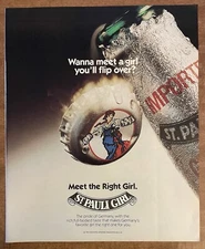 1990 St Pauli Girl German Beer You’ll Flip Over Bottle Cap 90s Print Ad