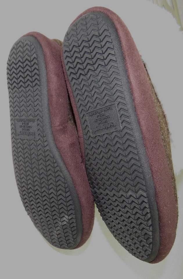 Chinelos femininos Isotoner marrom pele sintética aparada botas de espuma com memória tamanho P - Imagem 3 de 4