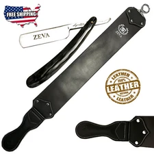 NEW ZEVA His Cut Throat Straight Razor Raw Cowhide Wide Leather Strap Strop Belt