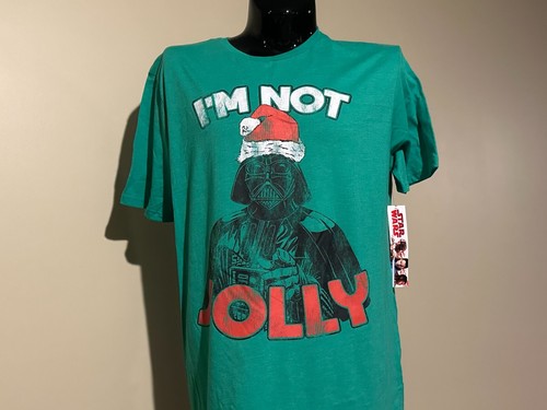 STAR WARS Darth Vader NEW Christmas "I'm Not Jolly" XL t-shirt NWT green Santa