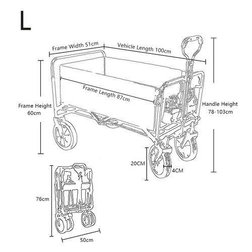 200KG Load Foldable Outdoor Collapsible Camping Garden Trolley Cart Wagon Truck - Picture 10 of 13