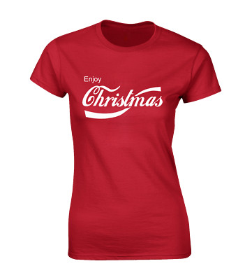 ENJOY CHRISTMAS LADIES T SHIRT COOL XMAS DESIGN ELF FUNNY DESIGN TOP FUN