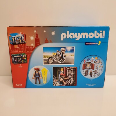 Rare Playmobil 9108 City Life Bike Shop Play Box Motorcycle 2016