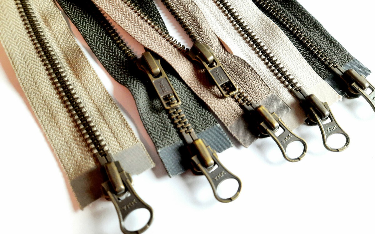 YKK Reißverschluss 2-Wege Teilbar, 60 Cm Länge, Dunkelbeige Mit Metallzähnen