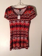 Pink Black and White "Rue 21" Top