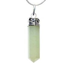 CHARGED Faceted Himalayan Green Aventurine Pendant + 20" Stainless Steel Chain