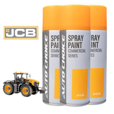 AUTOCHOICE JCB YELLOW Gloss Tractor Spray Paint Aerosol Rattle Can JCB Yellow - 400ml x3