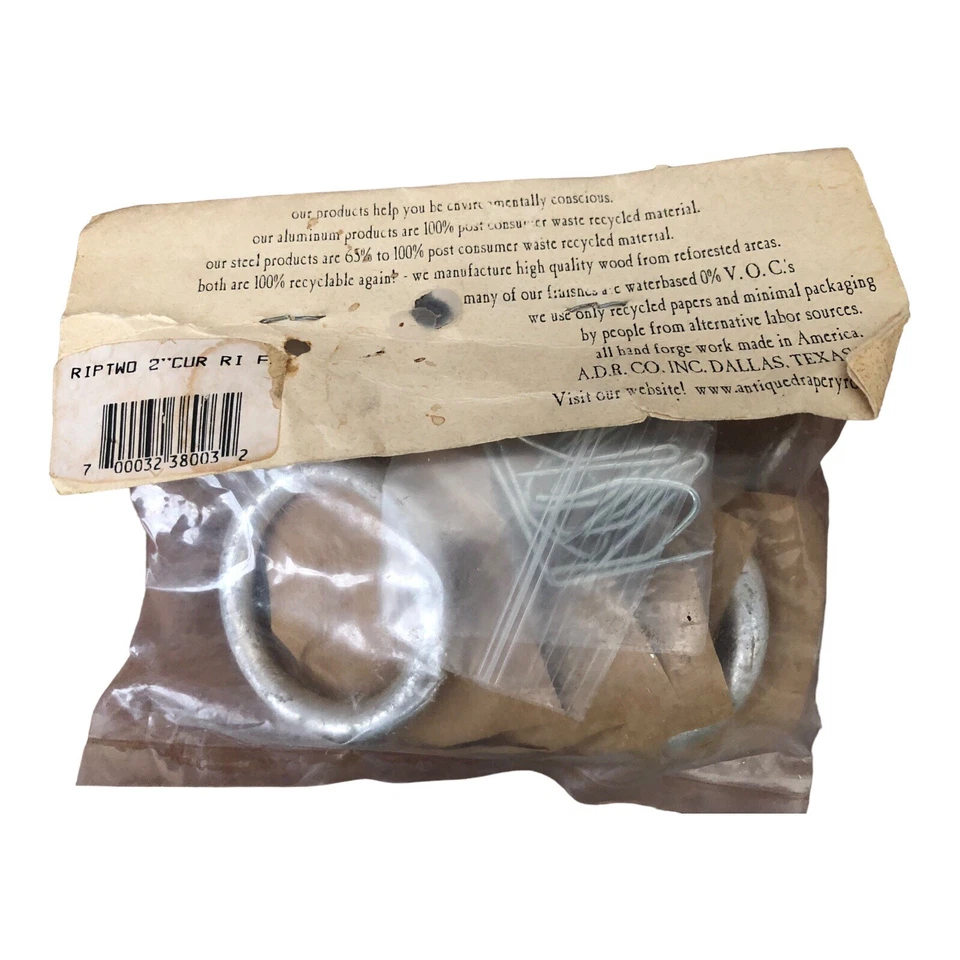 Anillos de cortina antiguos Drapery Rod Co 18 - 2" FRENCH SILVERLEAF vintage nuevo en paquete 1C019 Foto 3 de 3