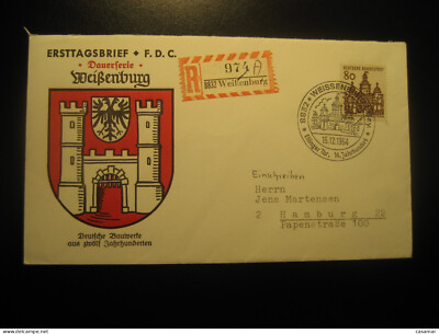 WEISSENBURG 1964 To Hamburg Ellinger Tor Castle Registered Cancel Cover GERMANY