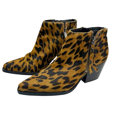 SAM EDELMAN WALDEN HAIR ON HIDE LEOPARD CHEETAH BOOTS BOOTIES SIZE