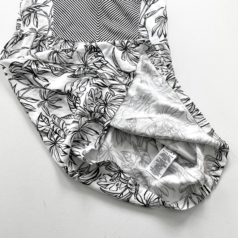 Vestido Roxy Niña Línea A Talla 10 Negro Blanco Tropical Floral Boho Informal Verano Foto 3 de 4