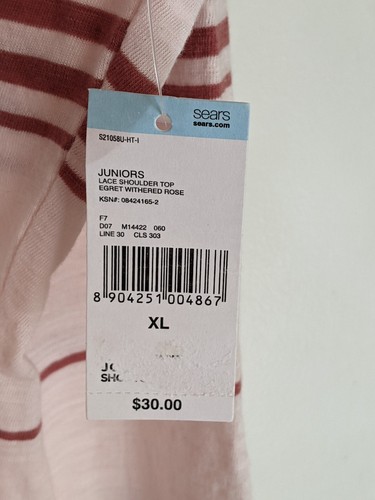 NEU! Bongo gestreiftes Langarm-T-Shirt, Einzelhandel $ 30, Junior XL, Spitze rosa weinrot - Bild 3 von 6