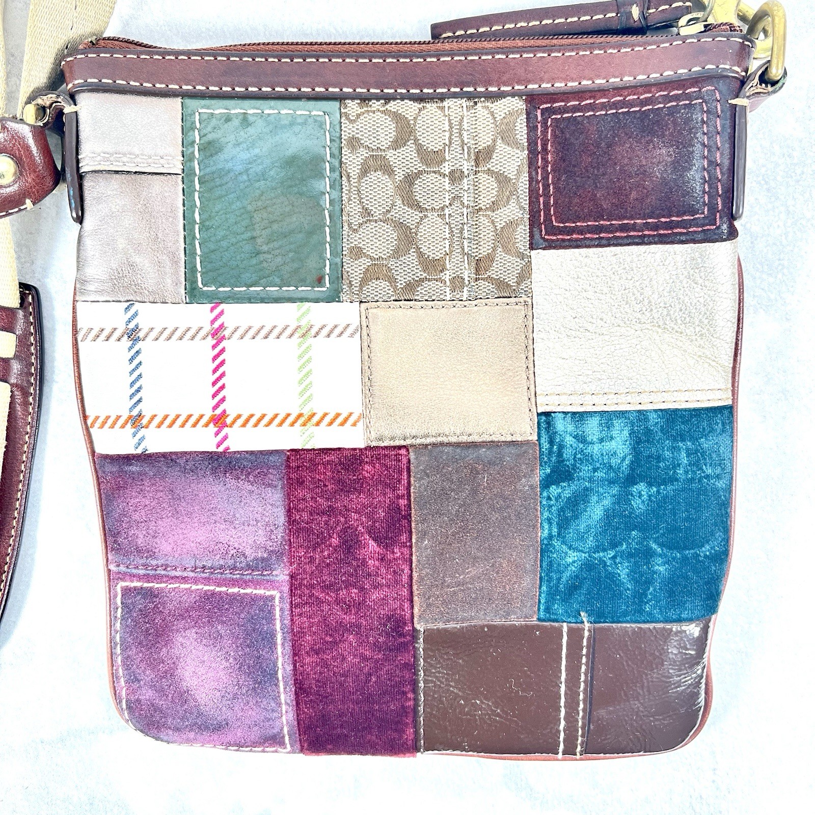 Coach Multicolored Patchwork Crossbody Suede Brow… - image 3