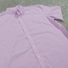 Jos A Bank Shirt Mens XXL Tailored Fit Button Down Short Sleeve Glen Check