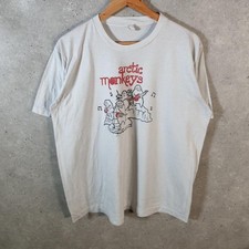 T-shirt vintage Arctic Monkeys anni 90 USA punto singolo uomo XL slim bianca