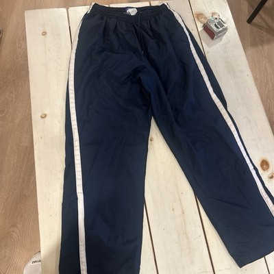 Reebok Men s Navy/White Track Pants M Side Stripe Mesh Lined Drawstring