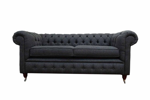 Chesterfield Couch Polster MöBel Zweisitzer Couchen Sofas Stoff Grau-image
