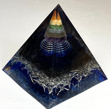Chakra Crystal Point Orgonite Pyramid Handmade 3.75 inch Made in USA
