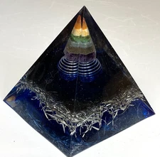Chakra Point Orgonite Pyramid 3.75 inch (94mm) 12.6 oz Made in USA