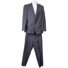 Tommy Hilfiger Mens Navy Blue Pinstripe 100 Worsted Wool Suit 42R 34x30