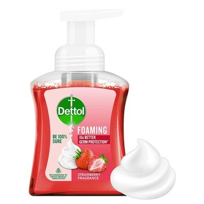 Dettol Strawberry Foaming Handwash Pump 250ml - Moisturizing & Soft