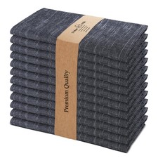Urban Villa 12-Pack Black 20x20" 100% Cotton Cloth Napkins Washable Reusable
