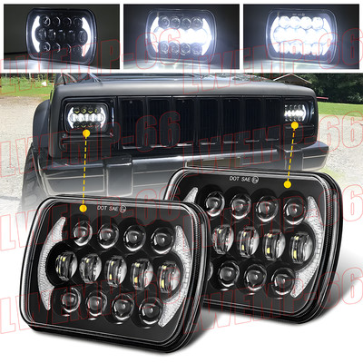DOT 2PCS 105W 5x7'' 7x6'' LED Headlights Hi/Low Beam DRL For Jeep Cherokee XJ YJ