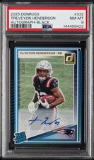 2025 PANINI DONRUSS AUTO-BLACK #332 TREVEYON HENDERSON 5/10 PSA 8