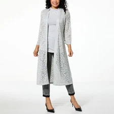 C Wonder by Christian Siriano Lace and Ponte Knit Topper Petites Shirt Light Gra