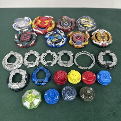 Lot of 8 Beyblade Burst Tops w Metal Discs & Drivers Parts