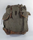 Swiss Army Salt & Pepper WW2 Military Rucksack Backpack with Leather Base Straps