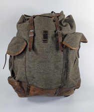 Swiss Army Salt & Pepper WW2 Military Rucksack Backpack with Leather Base Straps