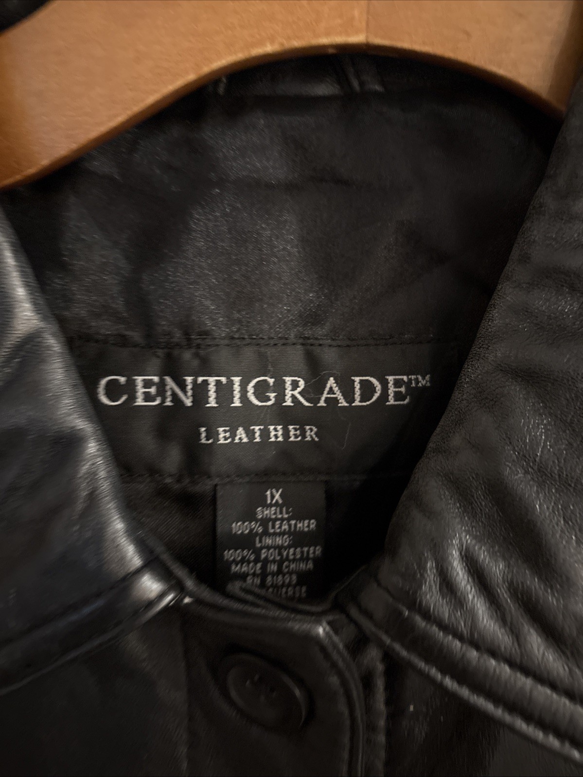 Centigrade Leather Button Jacket Soft Black Lined… - image 2