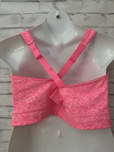 Cacique Bra Bralette 26/28 Hot Pink Floral Wire Free Comfort Lounge No Padding - Picture 3 of 8