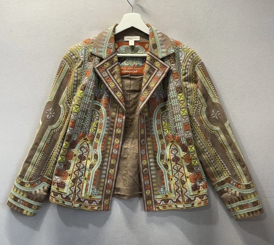 Coldwater Creek 女式 14 码波西米亚阿兹特克西南刺绣夹克外套 — 第 2/4 张图片