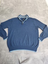 Tailorbyrd Collection Pullover 1/4 Zip Athletic Casual Navy Blue L Large Sweater