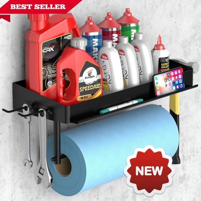 Portarrollos de papel para garaje con estante, apertura con una mano, de 30 cm,