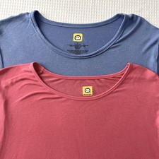 Lot Of 2 WonderWink Womens L Modern Fit Long Sleeve Knit Scrub Tops FLAW