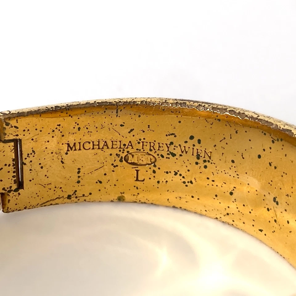 Michaela Frey Wien Vintage Gold Metal And Enamel Bracelet - 1980s - Image 2 of 4