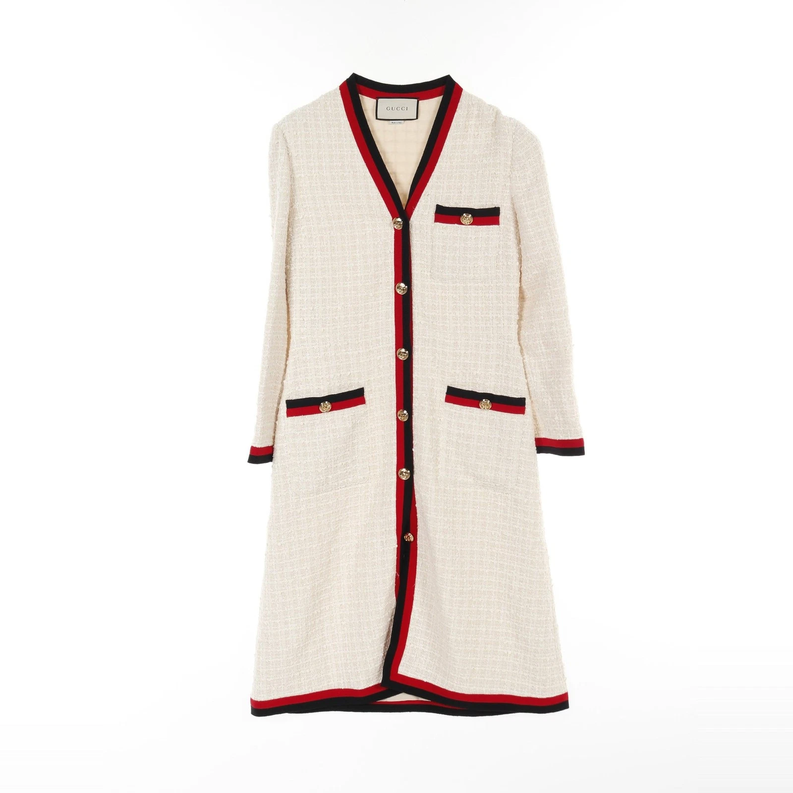 【Abito】GUCCI Abito Linea SherryFronte BottoniTweedLight BeigeRossoNeroGucci