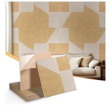 Self Adhesive Acoustic Wall Panels 6 Pack Brown Wood Grain 24 Sq Ft Soundproof