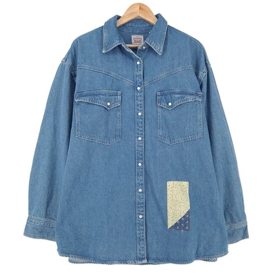 Levi's Vintage Dames Denim Bleu Coton Manches Longues Xy5 Taille L - Photo 1/4