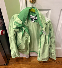 Columbia Interchange Youth Unisex Green Hooded Nylon Zip Jacket Size 14