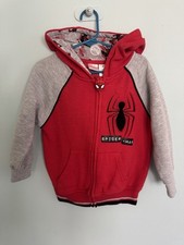 Marvel Spider-Man Zip-Up Hoodie; Size Youth4 Embroidered Spider, Newsprint Graph