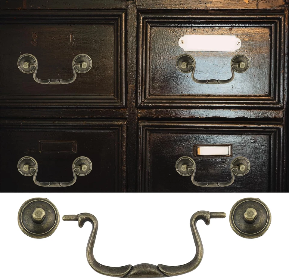 6 peças puxadores de fiança antigos puxadores de gota de bronze vintage gota de fiança gaveta puxa cabine - Imagem 3 de 4