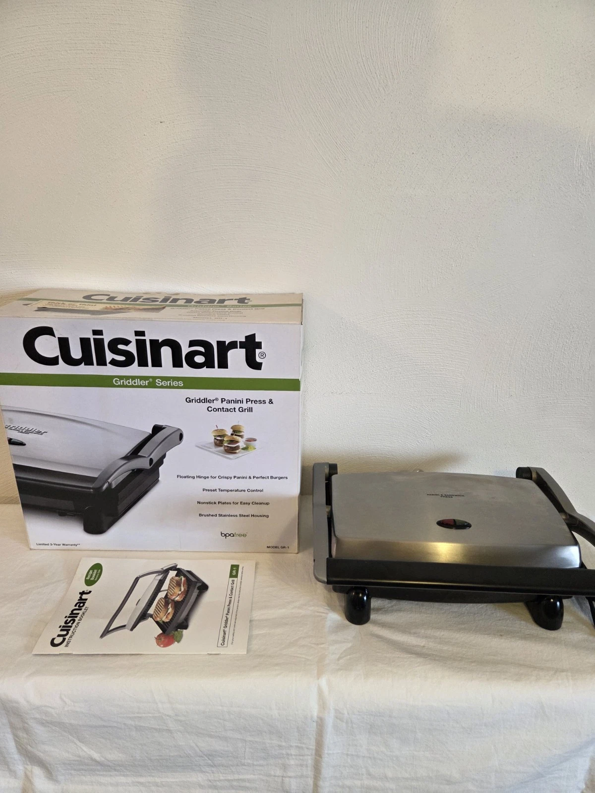 Cuisinart Griddler Panini & Sandwich Press Grill GR-1 Stainless Clean & Tested!
Opens in a new windo