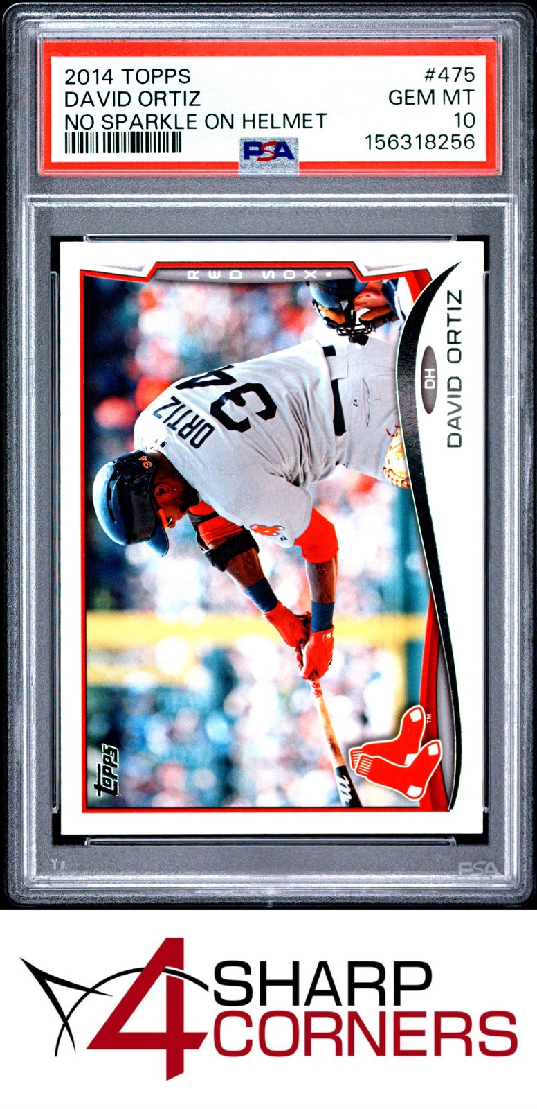 2014 TOPPS #475 DAVID ORTIZ RED SOX HOF NO SPARKLE ON HELMET PSA 10 view 1